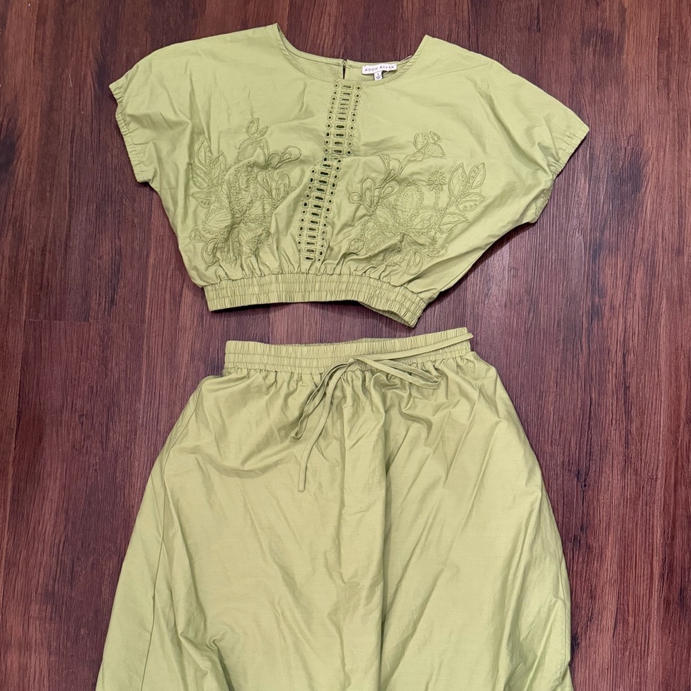 Green Eyelet Moon River Skirt Set